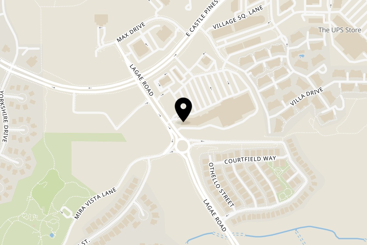 Map showing the location of Pines Bar and Grill on 7280 Lagae Rd Suite A-111 in Castle Pines